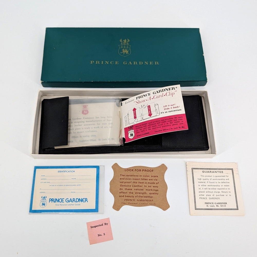 NWT‎ Prince Gardner Registrar Black Leather Wallet Vintage Billfold & Ephemera
